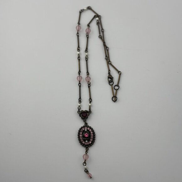 Vintage Style Pink & Purple Flower Necklace - Picture 5 of 5